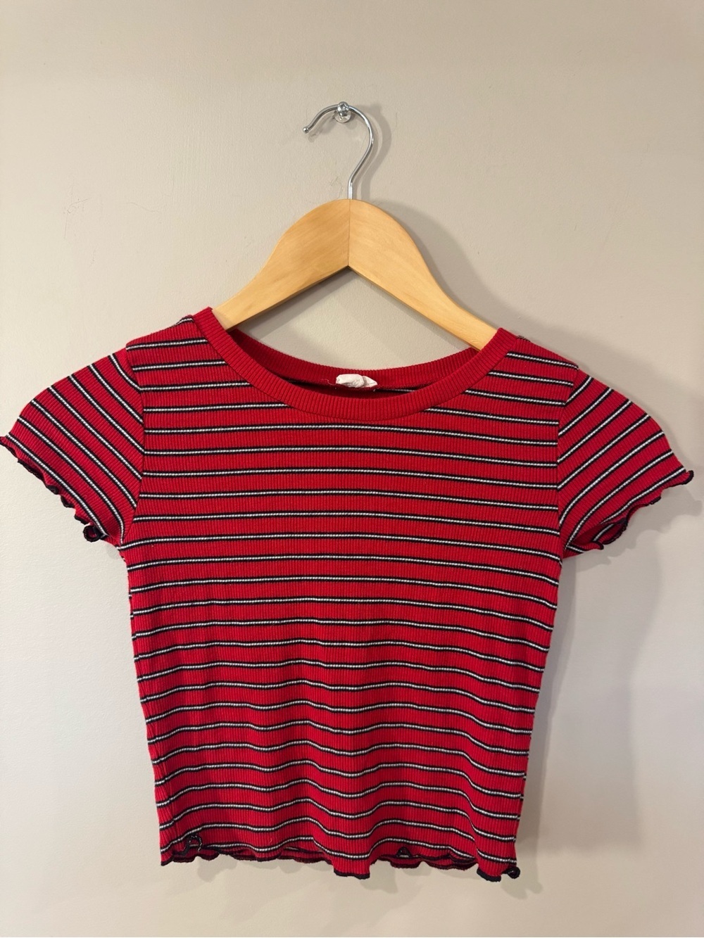 Garage Red Striped Crop Top